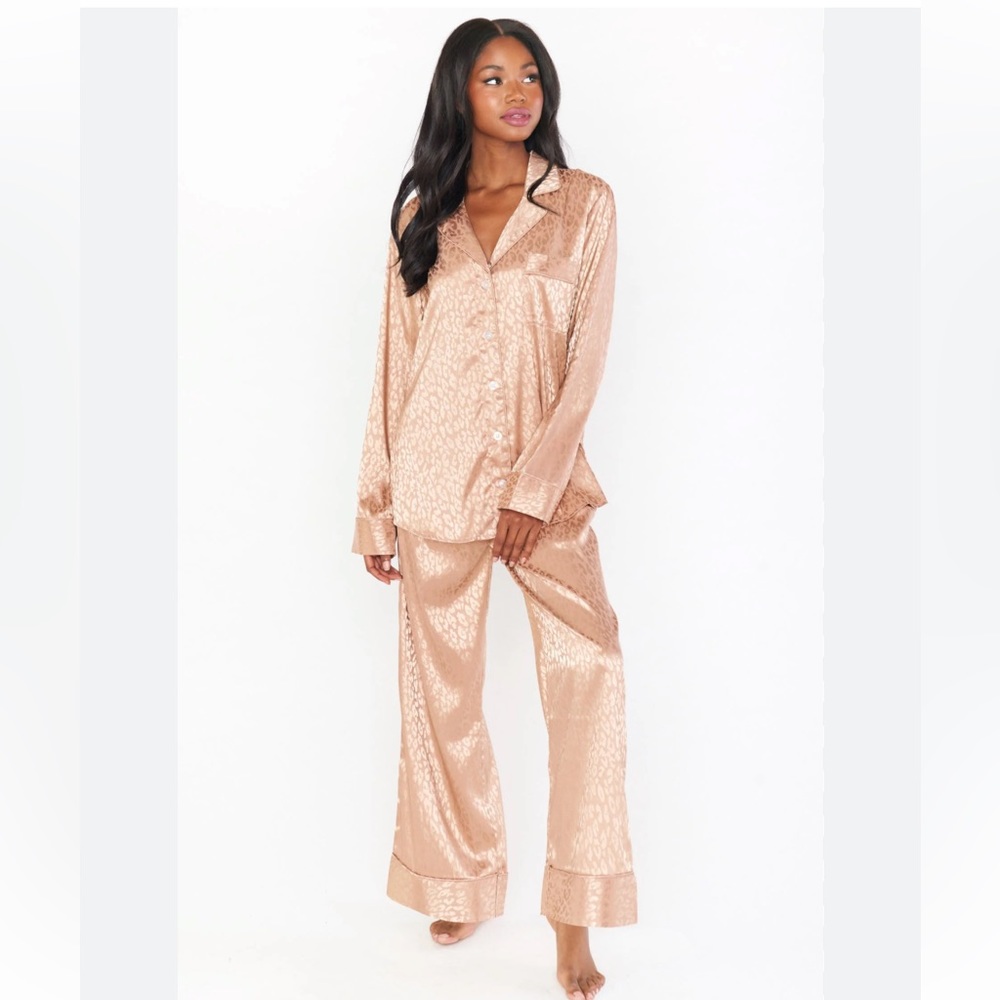 Show Me Your MuMu Gold/Tan Silk Cheetah PJ Set